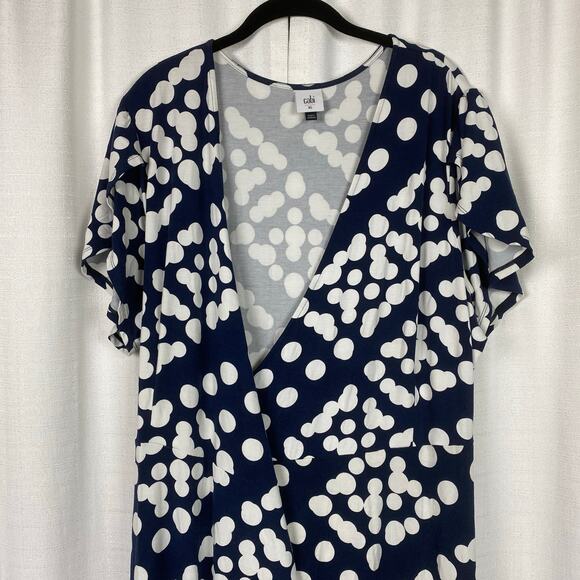 CAbi Blue&White Dot Print The Perfect Wrap Dress Sz.XL - Picture 5 of 16